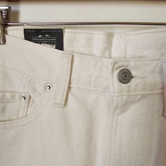 NWT LEVI'S CREAM/WHITE DENIM MAXI SLIT FRONT SKIRT SIZE 30 - Picture 7 of 16